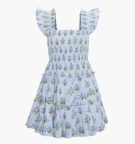 The Charlotte Nap Dress - Blue Block Print | Hill House Home US