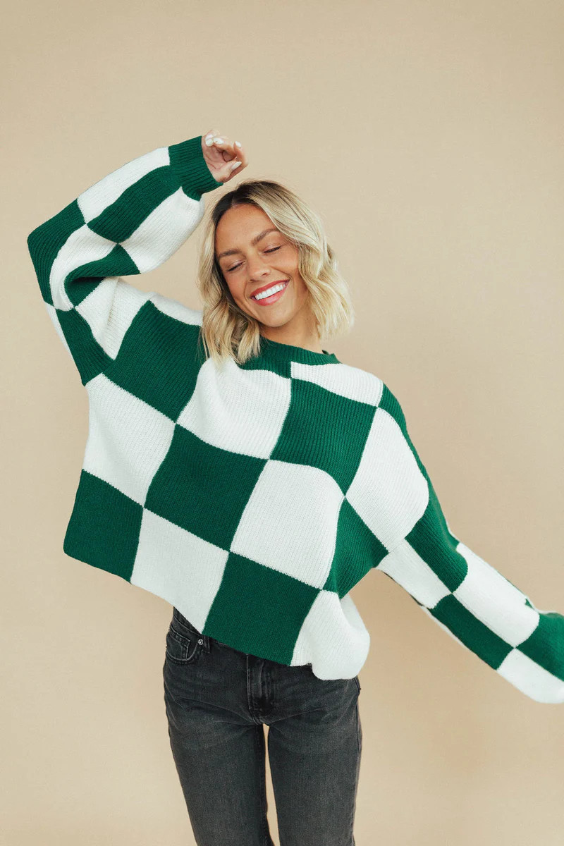 Checkmate Sweater in Green | Henly