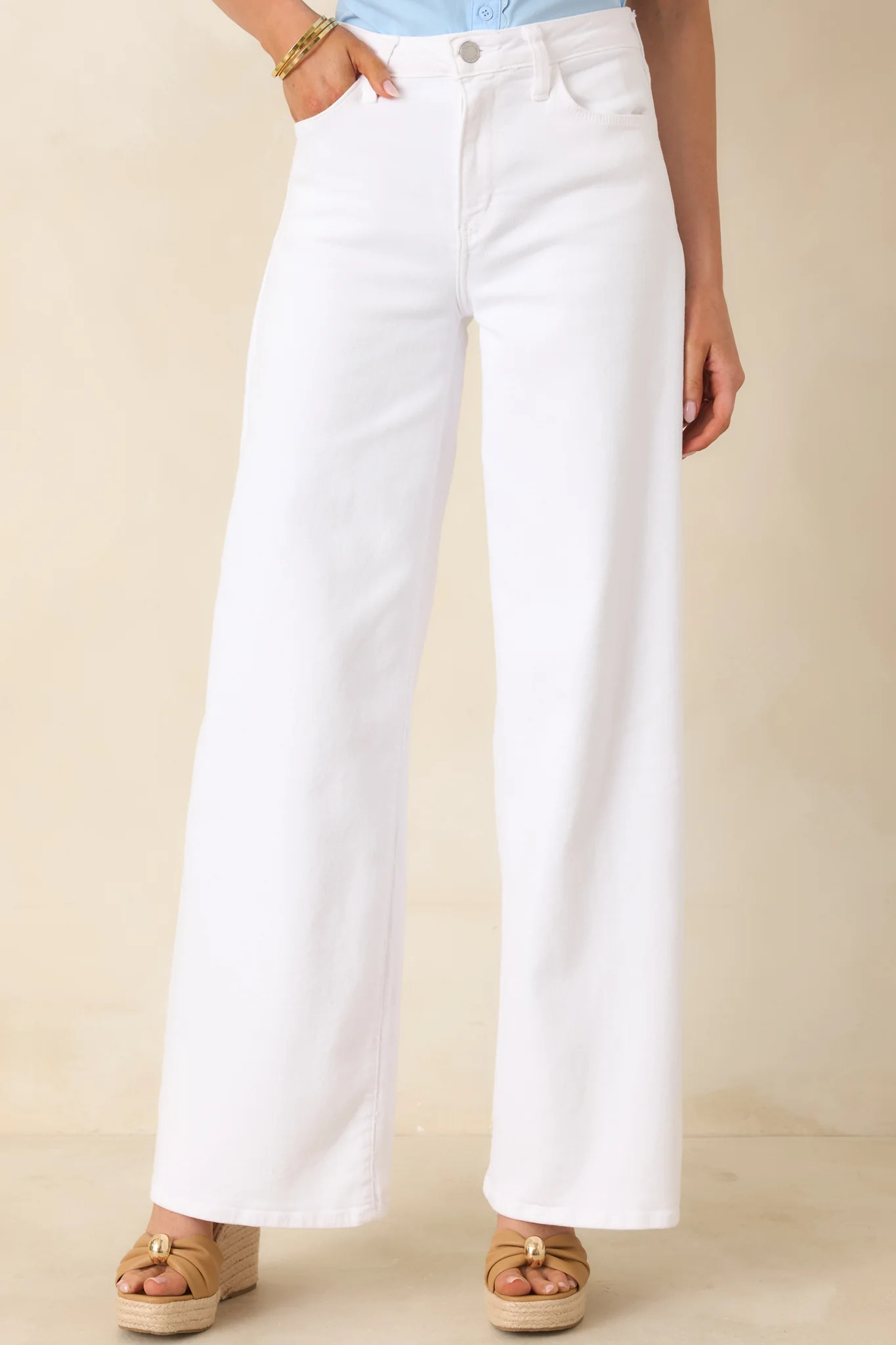 Always In Style White High Rise Wide Leg Jeans | Red Dress
