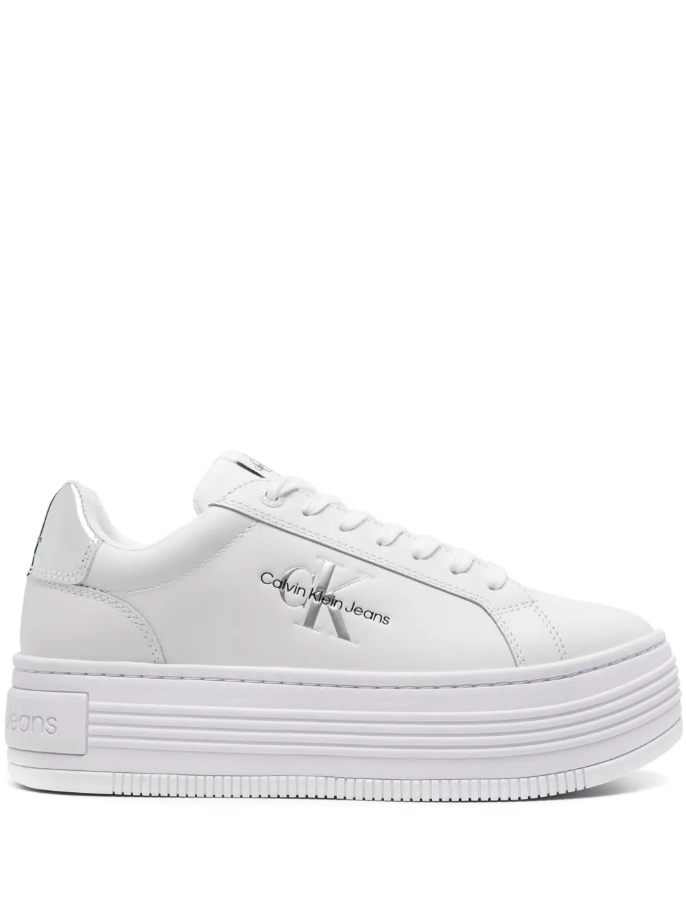 Calvin Klein Jeans logo-debossed Leather Flatform Sneakers - Farfetch | Farfetch Global