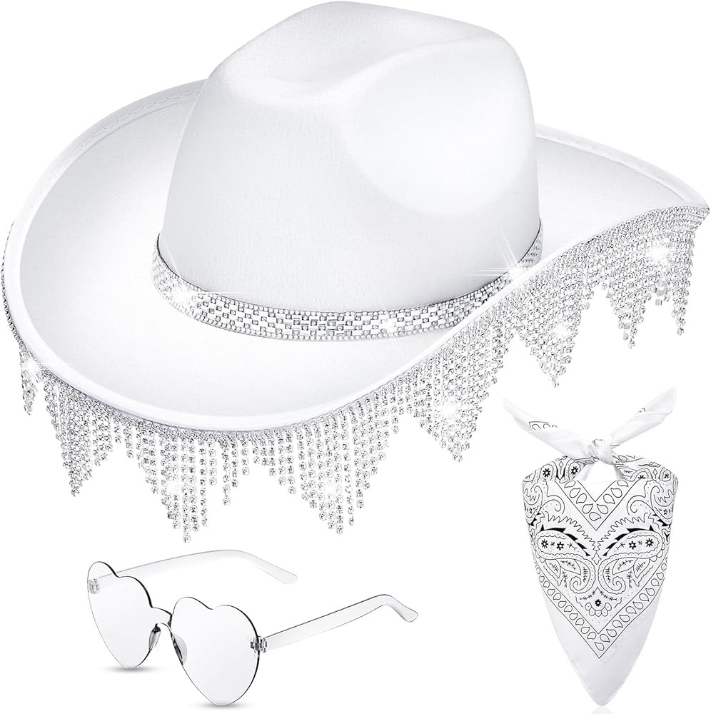 Hercicy Rhinestone Cowgirl Hat Cowboy Hat Glitter Cowboy Hat For Men Women carnival concert Cospl... | Amazon (US)
