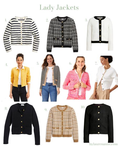 A fall trend I'm spotting seemingly everywhere - lady jackets. More polished than a sweater but more chic than a blazer, a lady jacket is a perfect fall transitional piece.
I rounded up my favorite lady jackets for fall outfit inspiration. 

Jacket # 8 is the plush cardigan from Vineyard Vines. 

#classicstyle #ladylikestyle #preppystyle #jcrew #anntaylor #lillypulitzer 

#LTKSeasonal #LTKworkwear #LTKunder100