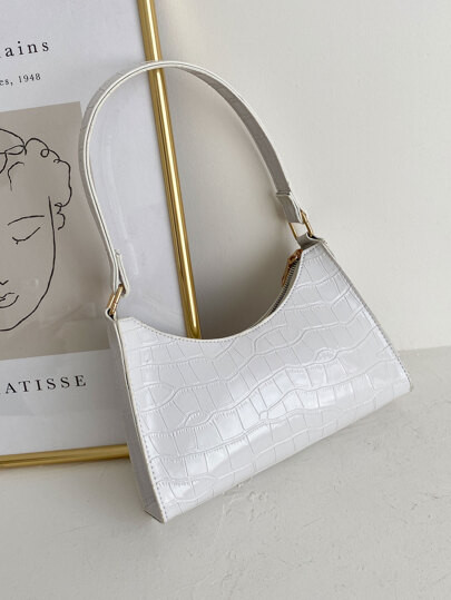 Croc Embossed Baguette Bag | SHEIN