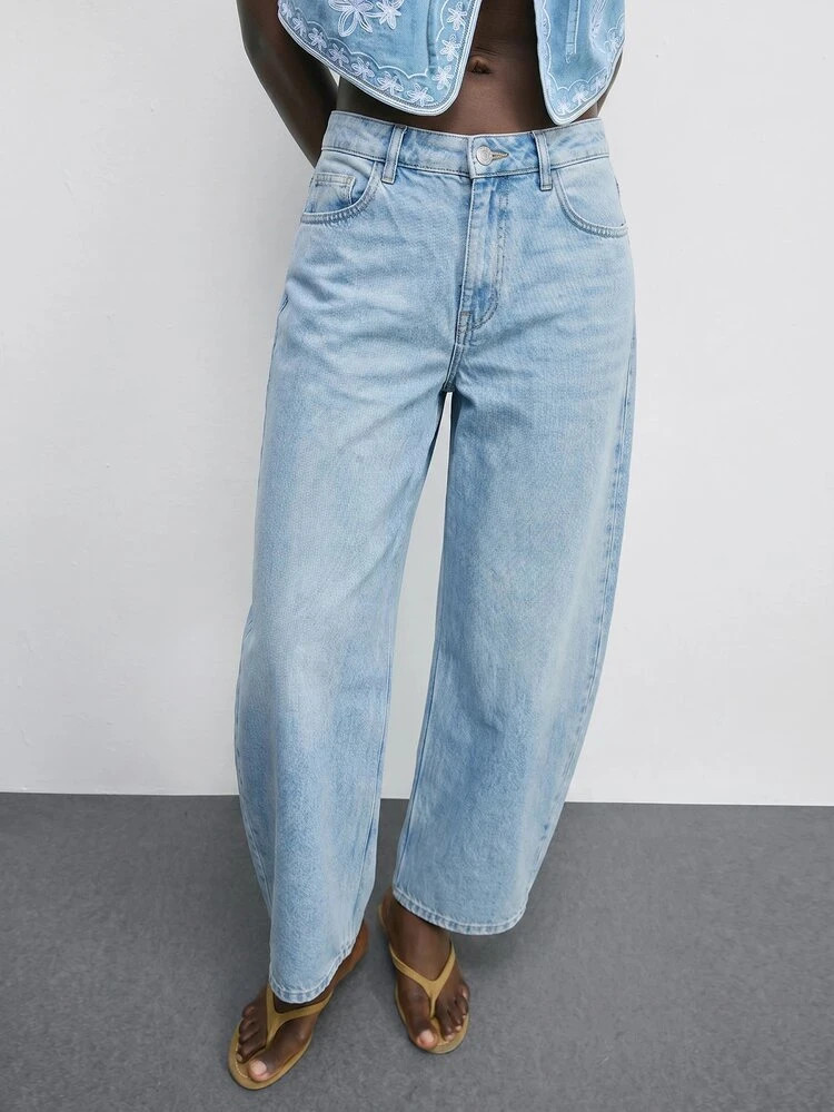 Light blue barrel leg jeans | SHEIN