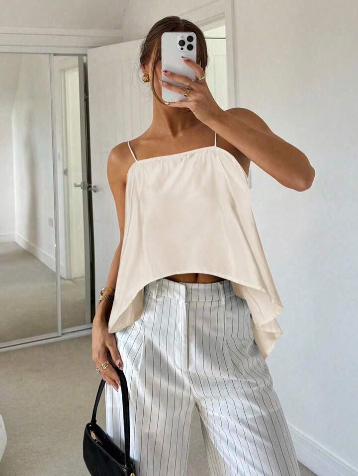 Siren Gaze Women's Solid Color Minimalist Backless Camisole For Daily Wear | SHEIN