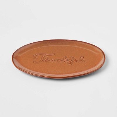 12&#34; x 8&#34; Stoneware Thankful Serving Platter - Threshold&#8482; | Target