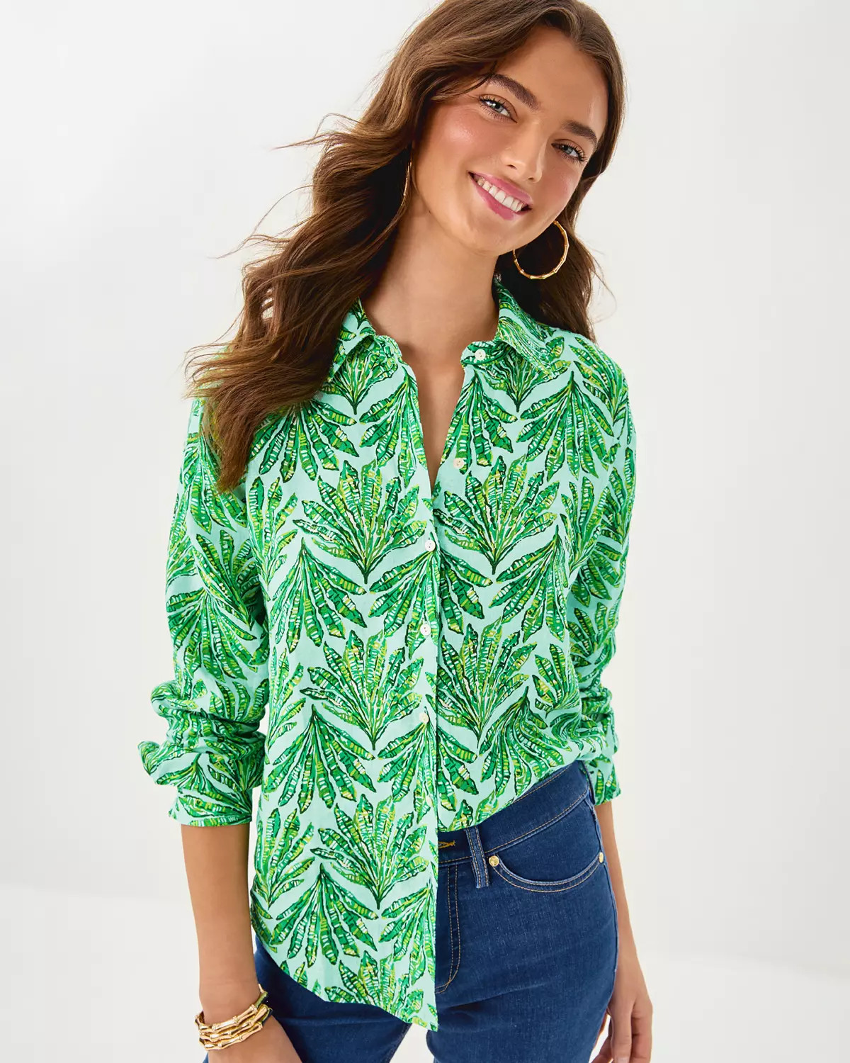 Sea View Linen Button Down Shirt | Lilly Pulitzer