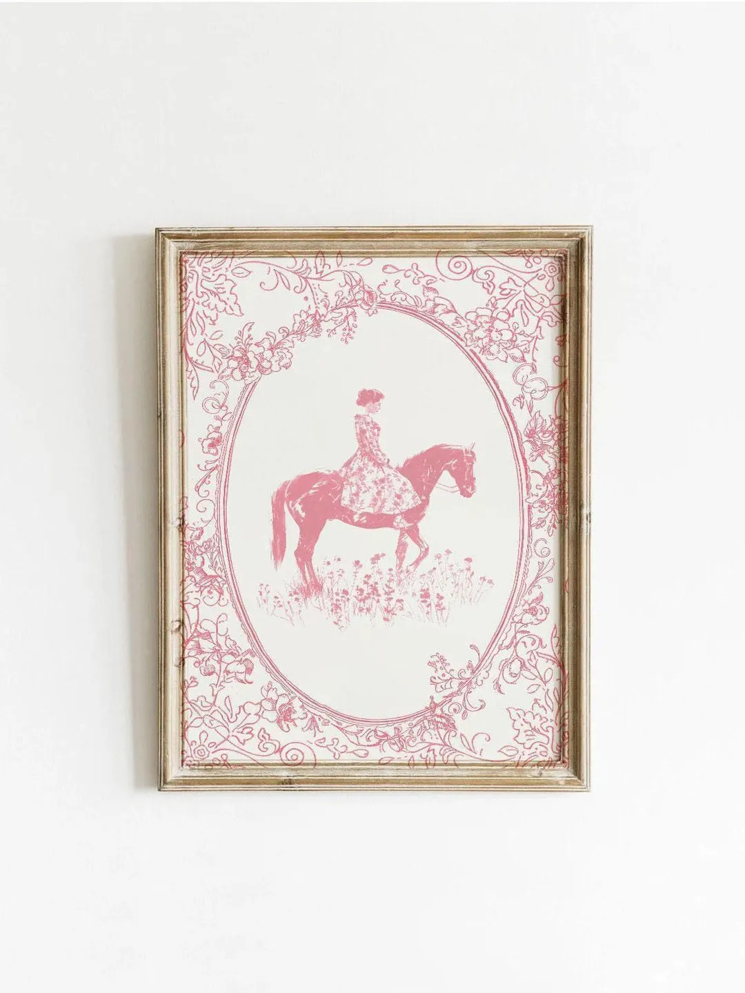 Vintage Pink Equestrian Download, Coquette Floral Wall Art, Girly Pink Print, Antique Illustratio... | Etsy (US)