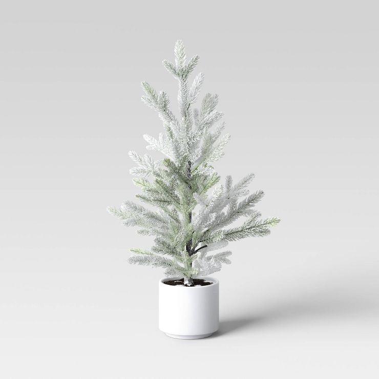 30&#34; Flocked Artificial Tree White/Green - Threshold&#8482; | Target