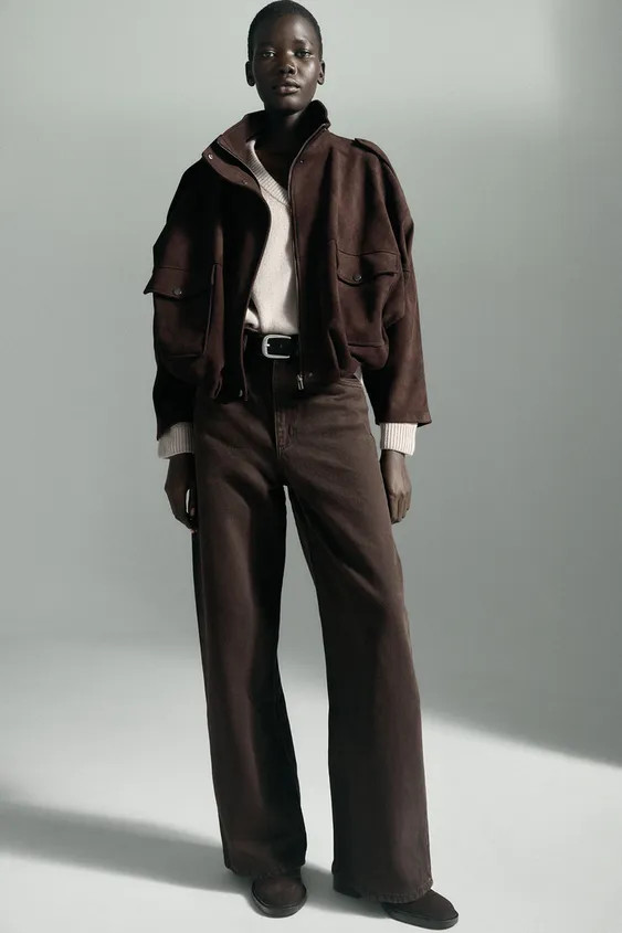 Jacket made from faux suede fabric. High neck and long sleeve with shoulder tabs. Front patch poc... | Zara AU