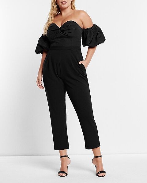 Off The Shoulder Removable Puff Sleeve Jumpsuit | Express