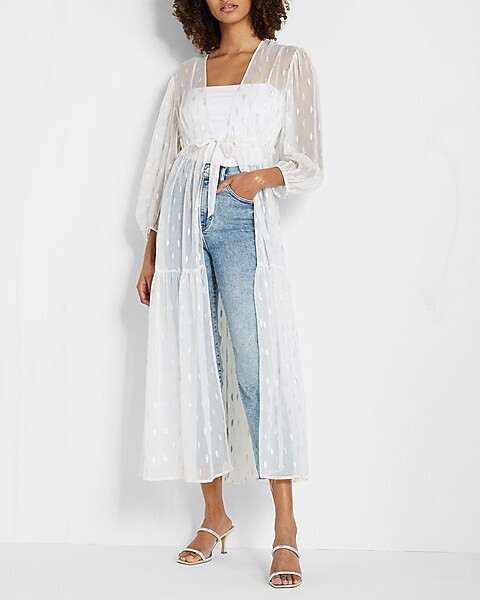 White Metallic Maxi Cover-Up | Express