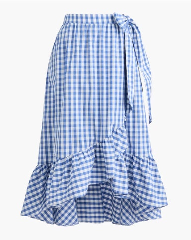 Blue and white Gingham midi wrap skirt 

#LTKSaleAlert #LTKSeasonal