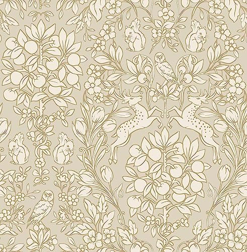 NuWallpaper by WallPops Taupe Enchanted Peel and Stick Wallpaper, Removable Wallpaper, 20.5 in x ... | Amazon (US)