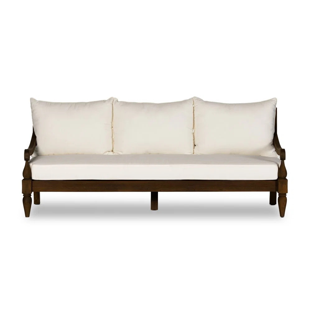 Othinkar 86'' Wide Teak Patio Sofa with Cushions | Wayfair North America