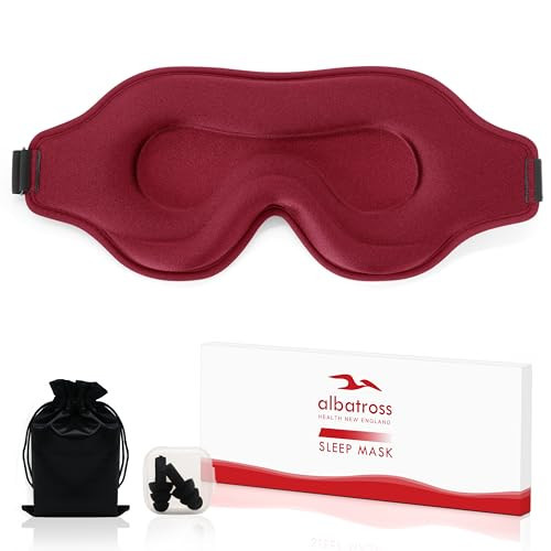 Sleep Eye Mask for Men Women, Sleeping Mask for Side Sleeper, Travel Blackout Night Blindfold Eye Shade Cover with Adjustable Strap (Red-3D) | Amazon (US)