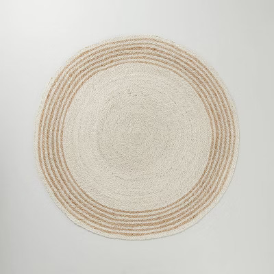Round 6' Multi Stripe Braided Jute Area Rug Cream/Tan - Hearth & Hand™ with Magnoli... | Target