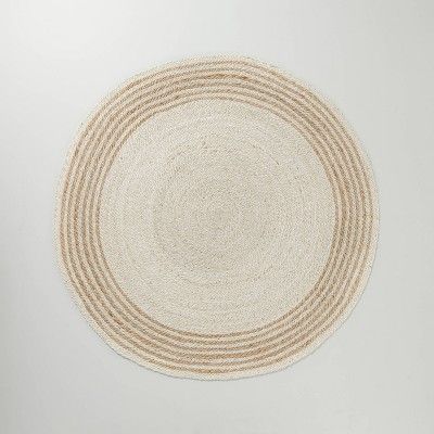 Round 6&#39; Multi Stripe Braided Jute Area Rug Cream/Tan - Hearth &#38; Hand&#8482; with Magnoli... | Target