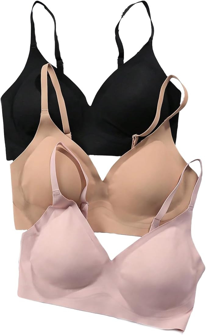 Verdusa Women's 3 Pack V Neck Seamless Padded Wireless Bra Camisole | Amazon (US)