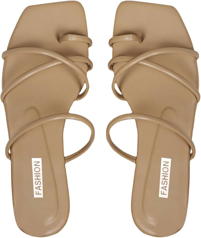 GORGLITTER Women's Cross Strappy Sandal Flat Sandals Toe Ring Slides Slip on Flip Flops | Amazon (US)