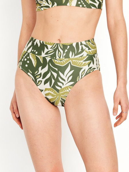 Banded High-Waist Bikini Swim Bottoms | Old Navy (US)