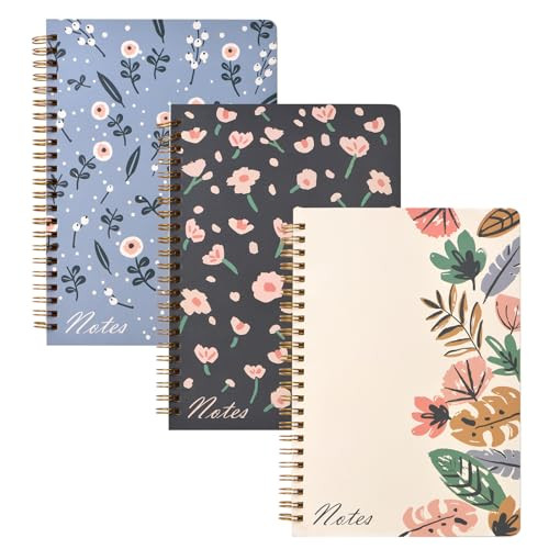 Umikk Spiral Notebook-3 Pack A5 Lined Journal Notebooks, 8.3'' x 5.8'' Spiral Notebook, Small Cute Notebooks for Women, College Lined Notebook for Office & School Supplies | Amazon (US)