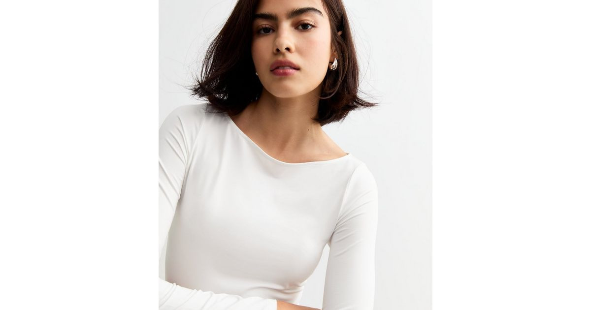 White Slinky Long Sleeved Bodysuit | New Look | New Look (UK)