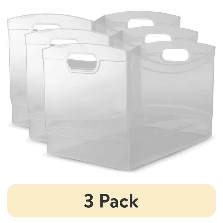 (3 pack) Mainstays Utility Storage Organizer Bin, Clear, 5" x 15" | Walmart (US)