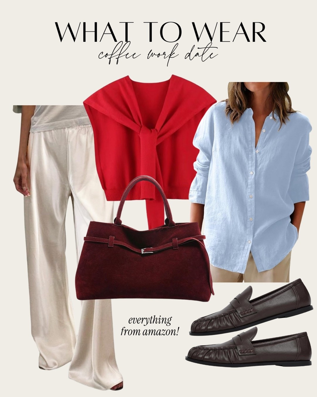 What to wear: coffee work date. Everything from Amazon!!

#LTKWorkwear