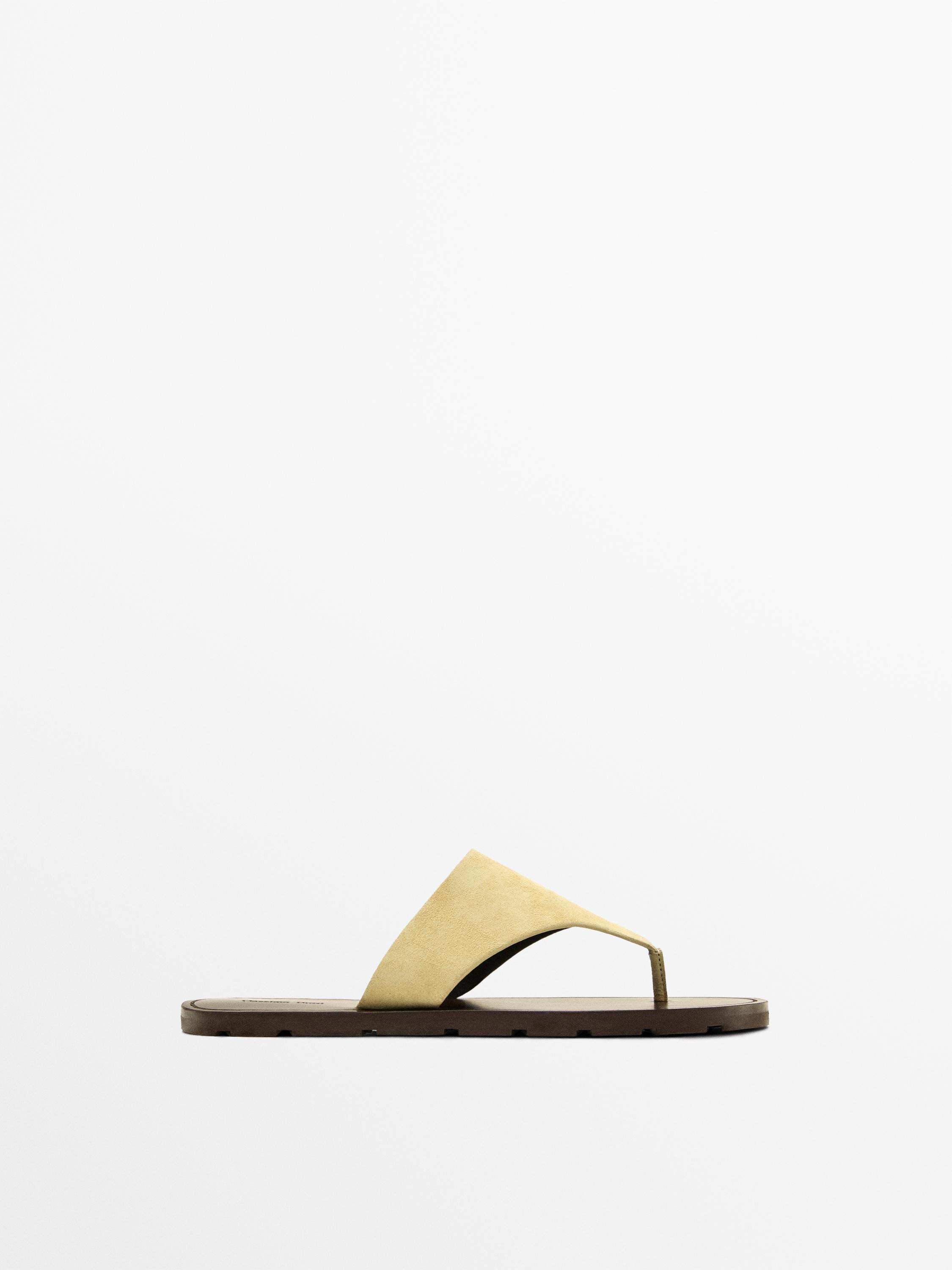 Split leather toe divider sandals | Massimo Dutti UK