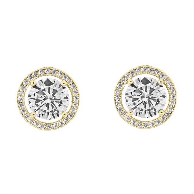 Cate & Chloe Ariel 18k Yellow Gold Plated Halo Stud Earrings | CZ Crystal Earrings for Women, Gif... | Walmart (US)
