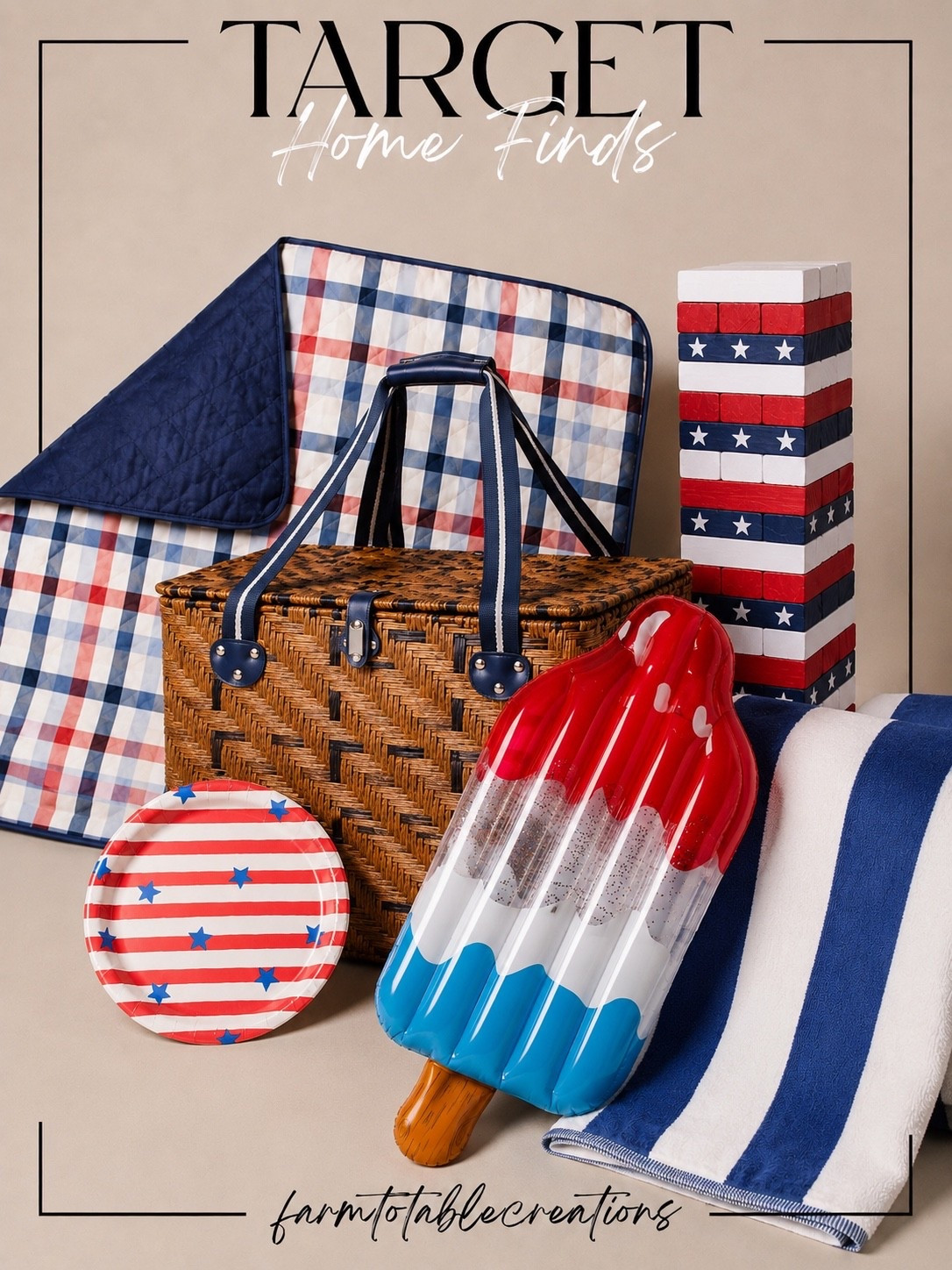 Beach Days, Lake Days & Fourth of July Fun 🇺🇸☀️🌊

Everything you need for the ultimate summer adventure is right here! From the patriotic picnic blanket and classic wicker basket to the oversized popsicle float, beach towel, and backyard games, these Target finds are made for sunshine-filled days by the water.

Whether you’re headed to the lake, spending the day at the beach, or gathering with friends for a Fourth of July picnic, these affordable finds make summer entertaining easy, festive, and fun.

Follow @farmtotablecreations on Instagram for more cozy home finds and trending decor. ❤️🤍💙

#LTKHome #TargetFinds #BeachDayEssentials #LakeDay #FourthOfJuly #AmericanaStyle #SummerFavorites #PatrioticDecor #PicnicStyle #OutdoorFun #PoolDay #BeachVibes #SummerEntertaining #BackyardFun #FamilyTime #TargetHome #SummerMustHaves #LTKSummer #FarmToTableCreations #RedWhiteAndBlue

#LTKSaleAlert #LTKHome #LTKSeasonal