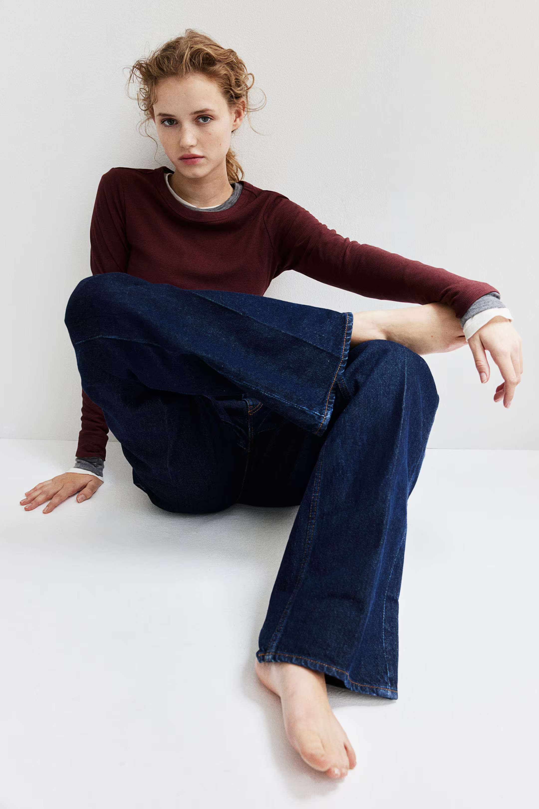 Camiseta de canalé con modal - Burdeos - MUJER | H&M ES | H&M (FR, IT, ES, PT, BE)