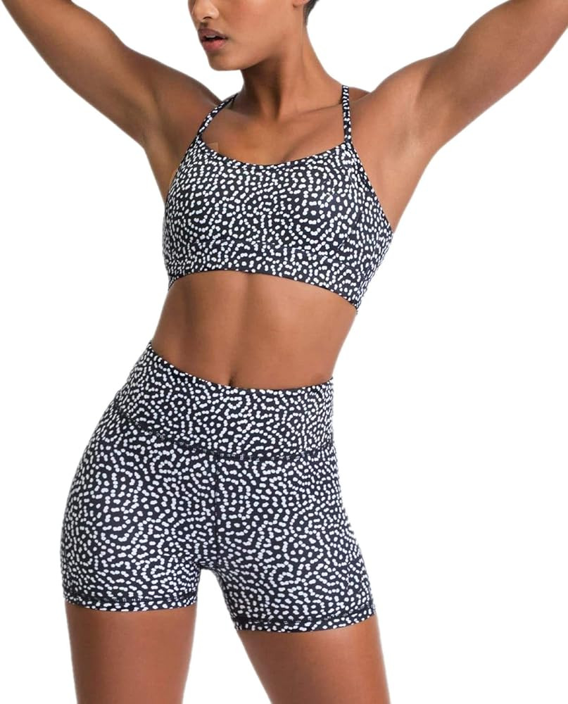 IWEMEK Women's Workout Sets 2 Piece Yoga Outfits High Waisted Biker Shorts and Cross Back Sports ... | Amazon (US)