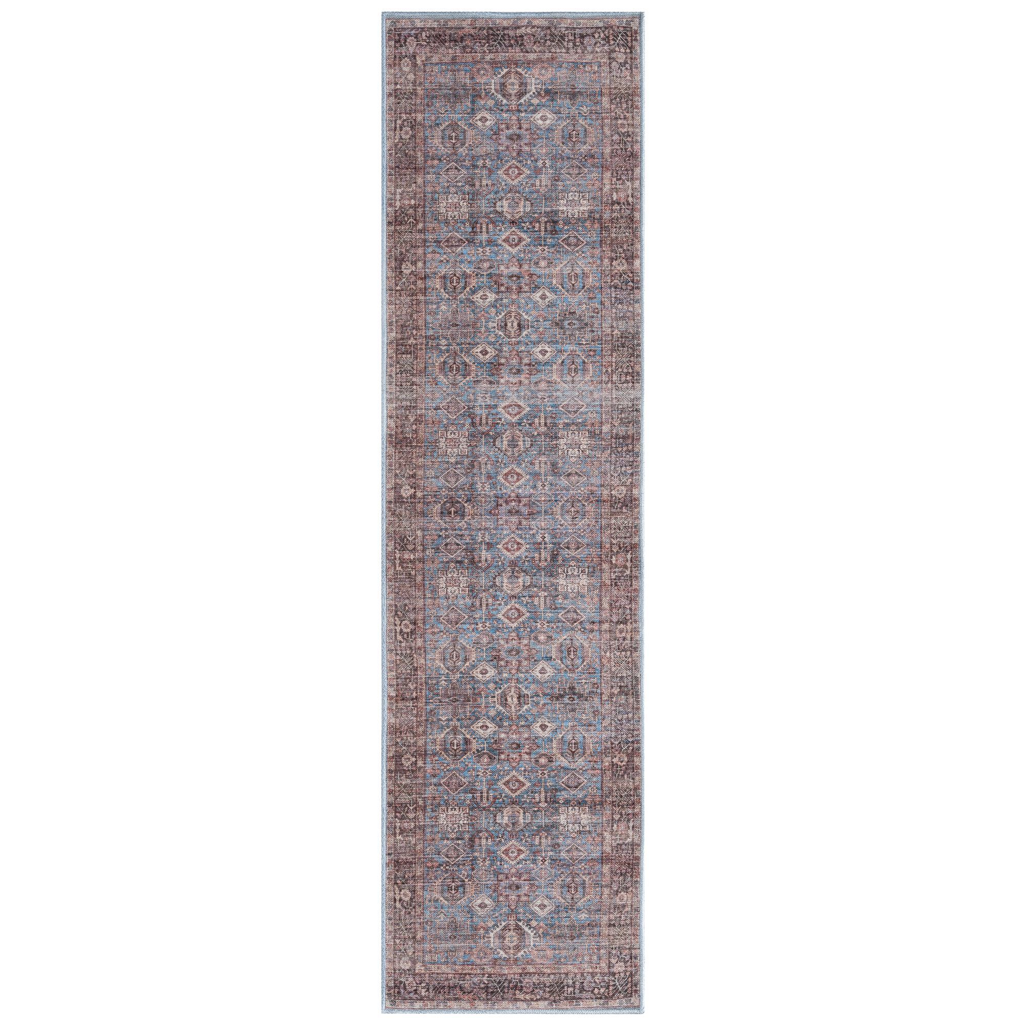 Everwash Callaghan Eve Southwestern Geometric Machine Washable Area Rug, 1'11"x7'2", Blue/Ivory/R... | Walmart (US)