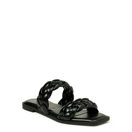 Time and Tru Women s Braided Two Band Sandals | Walmart (US)