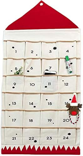 Christmas Advent Calendar with Pockets Wall Hanging Bag for Home Xmas Countdown Decoration (Red) | Amazon (US)