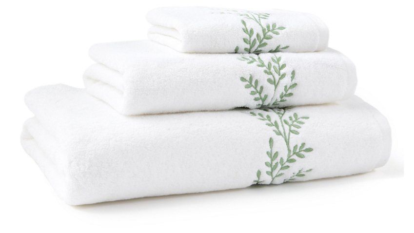3-Pc Willow Towel Set, Green | One Kings Lane
