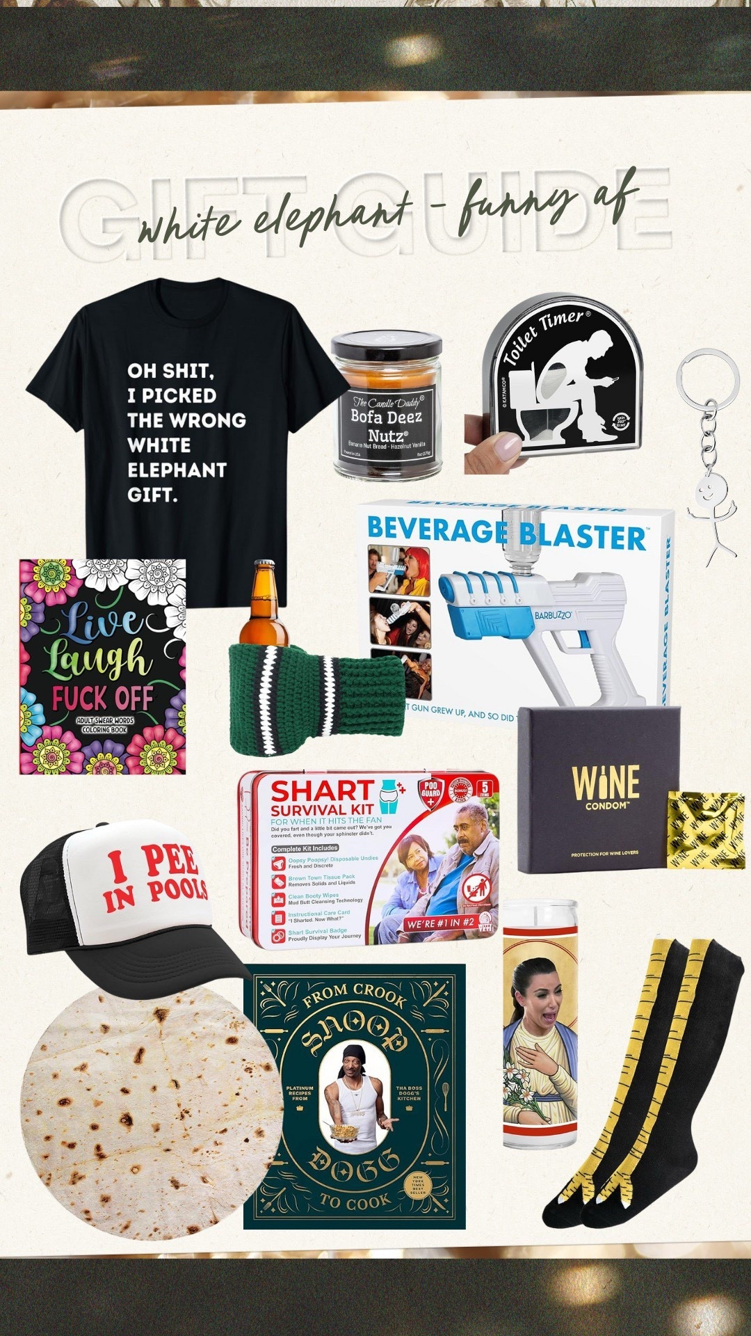 Funny white elephant gift guide!






Gift guide, christmas, holiday, holiday guide, white elephant, secret santa, gift guide, gifts for her, gifts for him 

#LTKSeasonal #LTKGiftGuide #LTKHoliday