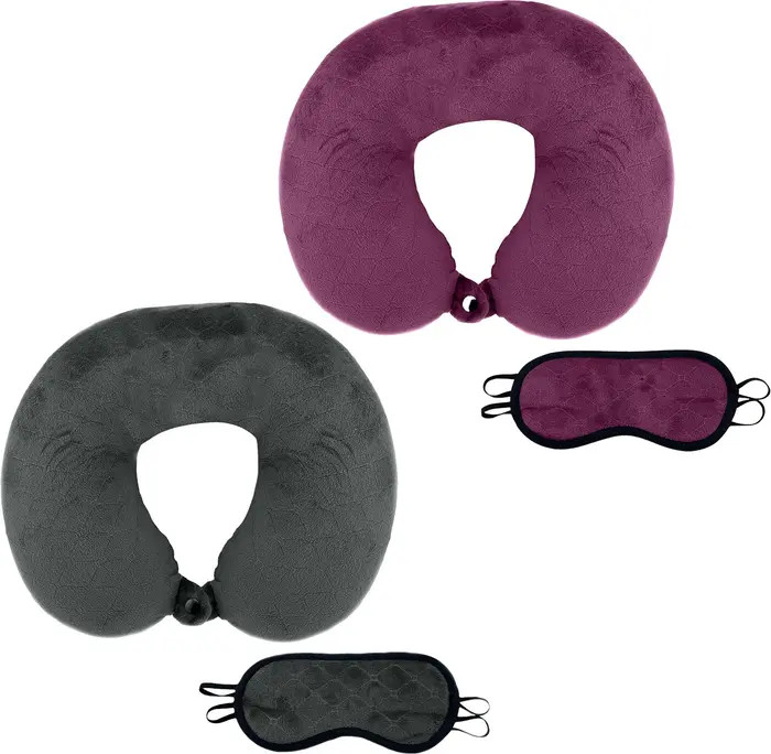 2 Memory Foam Travel Pillows with Sleep Masks | Nordstrom