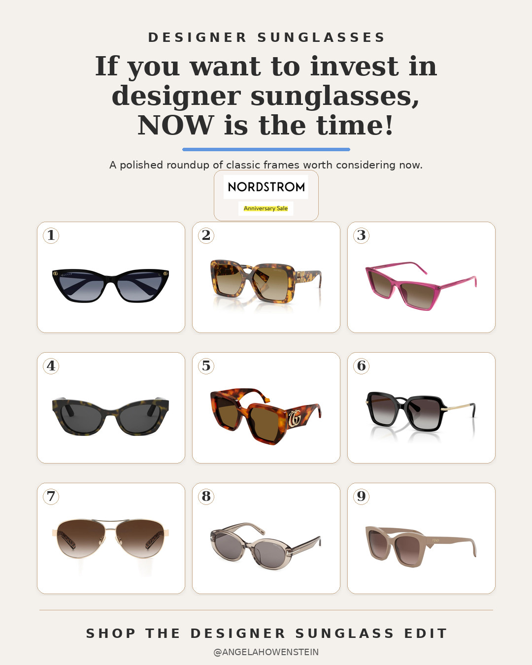 If you’ve been thinking about investing in designer sunglasses, the Nordstrom Anniversary Sale is the time to do it. 😎 Add your favorites to your Wish List now so when the sale goes live on the 14th, you can check out before the most-loved styles sell out!

👩‍💻 LTK PRO TIPS
❤️ Heart = Support my posts ;-)
🔖 Save = Get sale & restock alerts for the things you love!
📋 Lists = Keep favorites organized (List ideas: Christmas, Birthdays, and Vacations!)
📲 Share = Send lists and products to a friend (or your daughters like me).
💬 Comment = Ask me anything, and I’ll answer. ;-) 

 #LTKootd #LTKSeasonal #LTKOver40