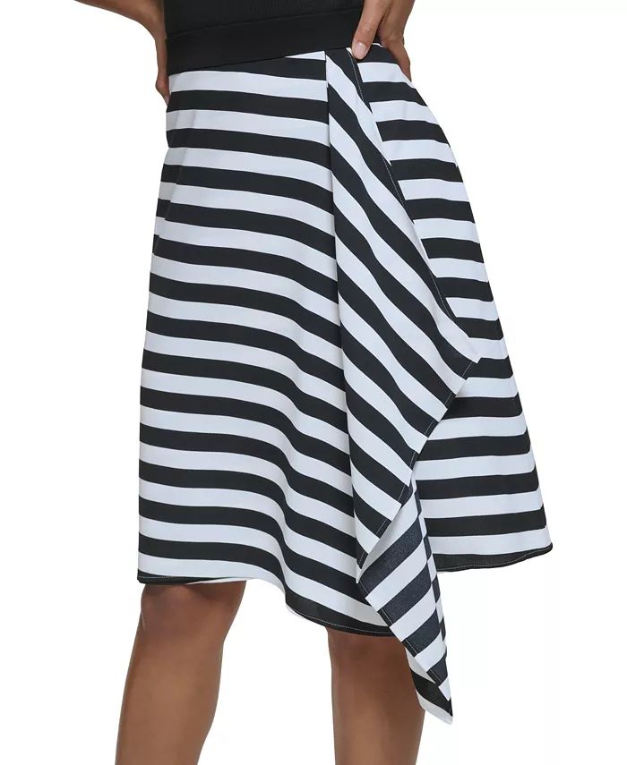KARL LAGERFELD PARIS Women's Striped Asymmetrical Skirt - Macy's | Macys (US)