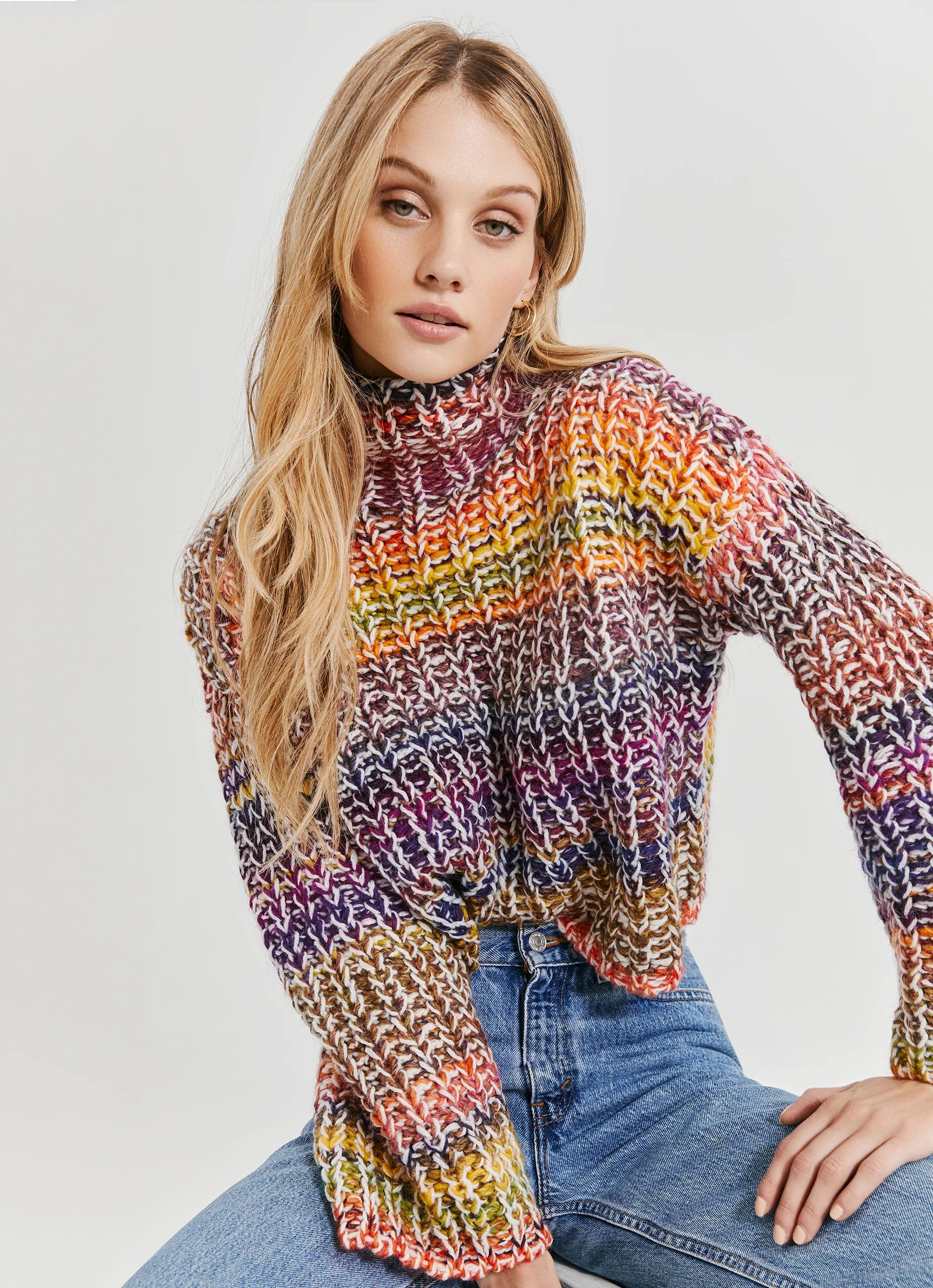 Rainbow Turtleneck Sweater | Something Navy