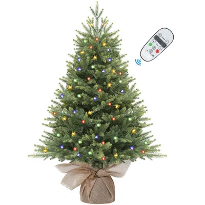 3FT Small Christmas Tree with Lights 2026, Mini Tabletop Tree with Realistic PE Pine Needles, Little Christmas Tree Featuring Multicolor String Lights | Wayfair North America
