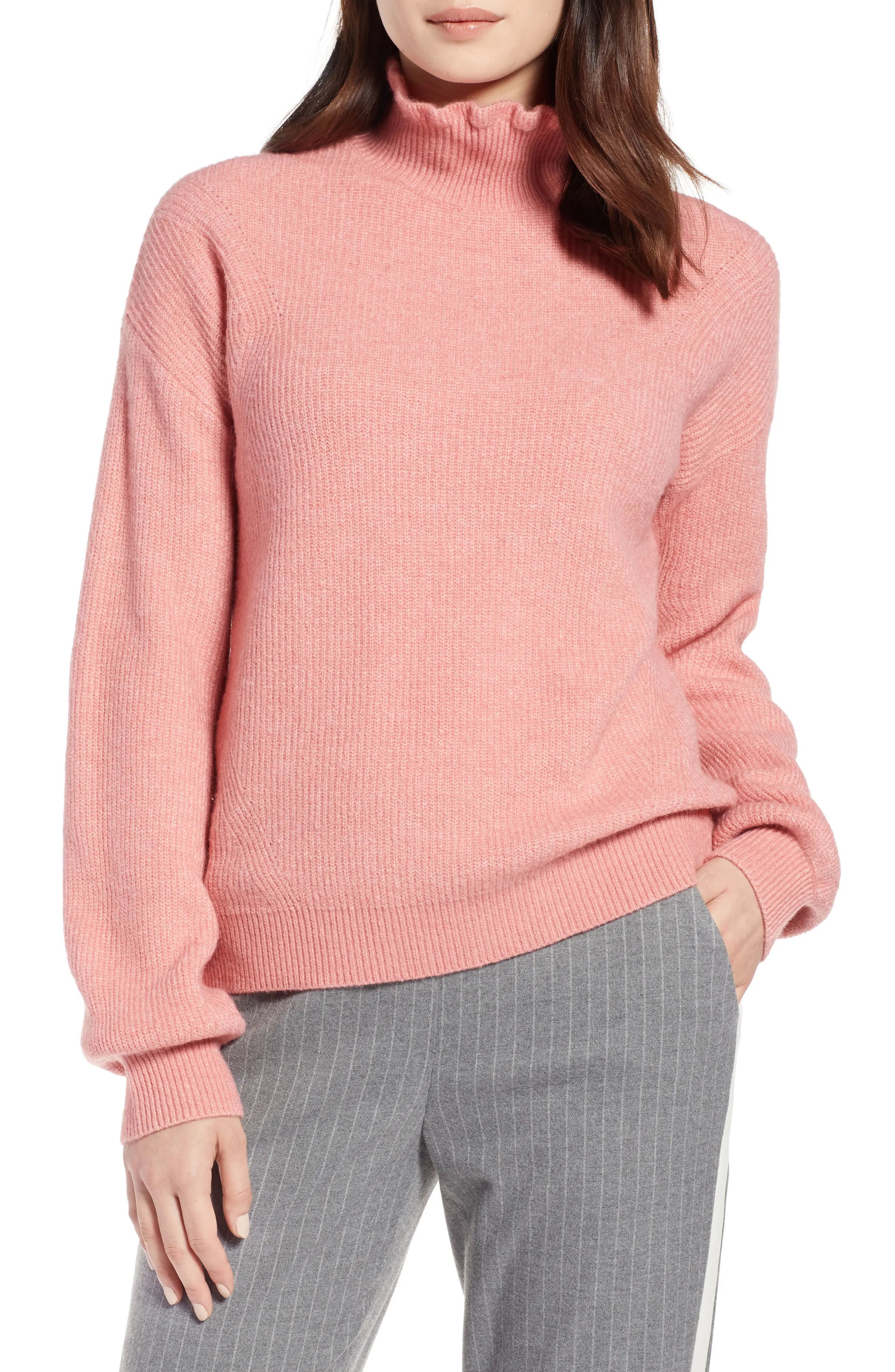 Halogen® Ruffle Neck Sweater (Regular & Petite) | Nordstrom