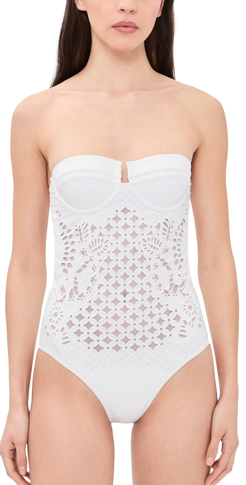 Zimmermann Indra Embroidery One Piece Ivory 4 C/D | Shopbop