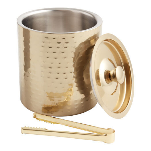 Julian Gold Hammered Ice Bucket With Tongs by World Market | World Market