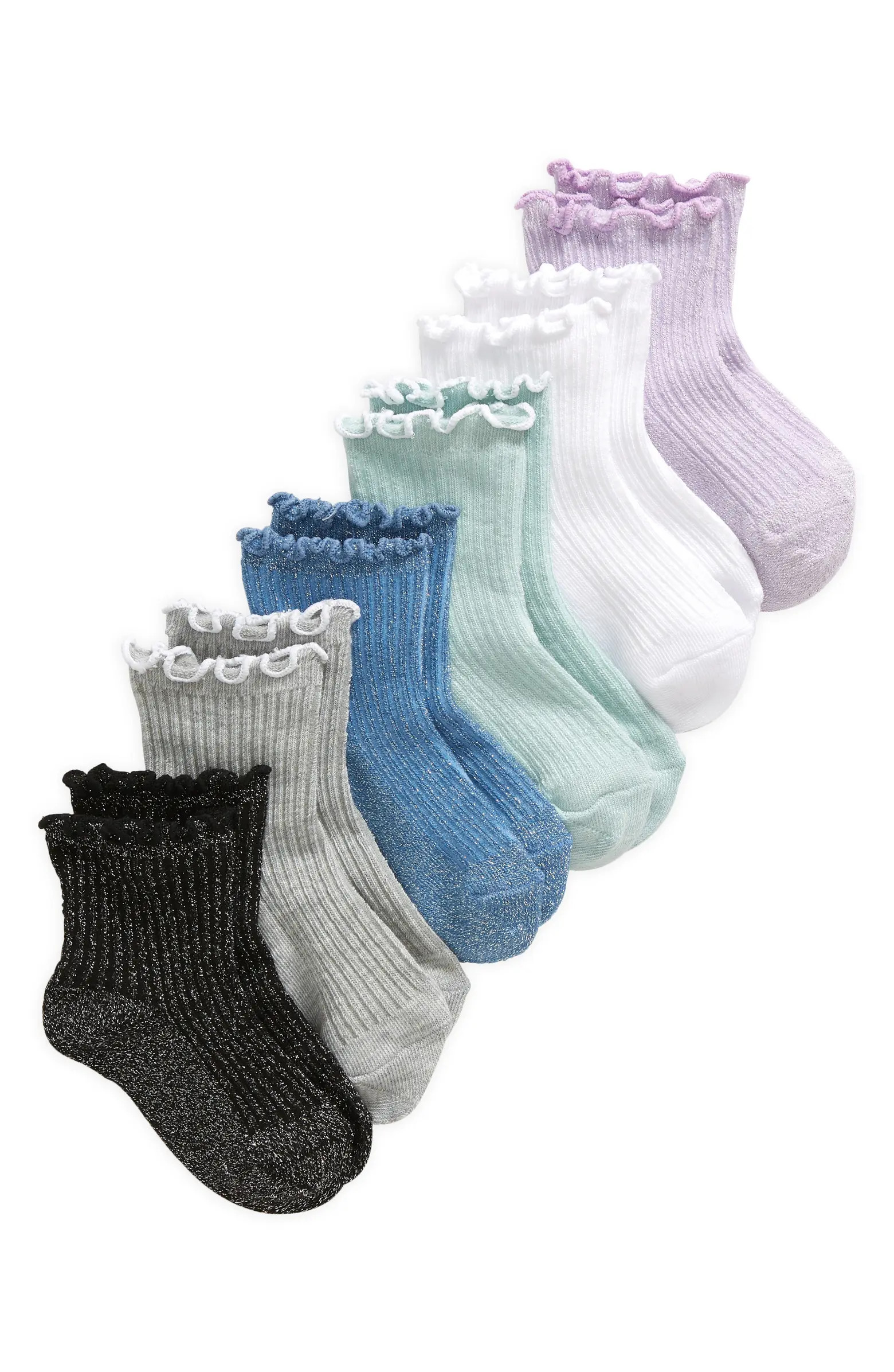 Nordstrom Kids' Assorted 6-Pack Lettuce Edge Ankle Socks | Nordstrom | Nordstrom