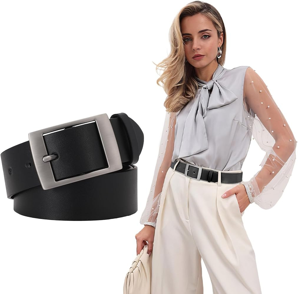 SUOSDEY Fashion Womens Faux Leather Belts Waist Belt with Pin Buckle for Jeans Pants,1.5" width | Amazon (US)