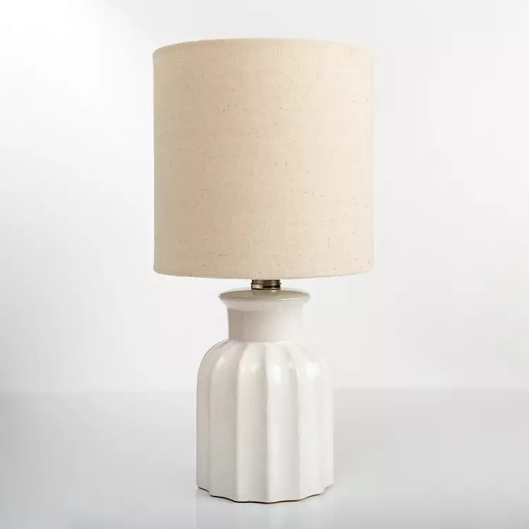 White Linear Ceramic Table Lamp | Kirkland's Home